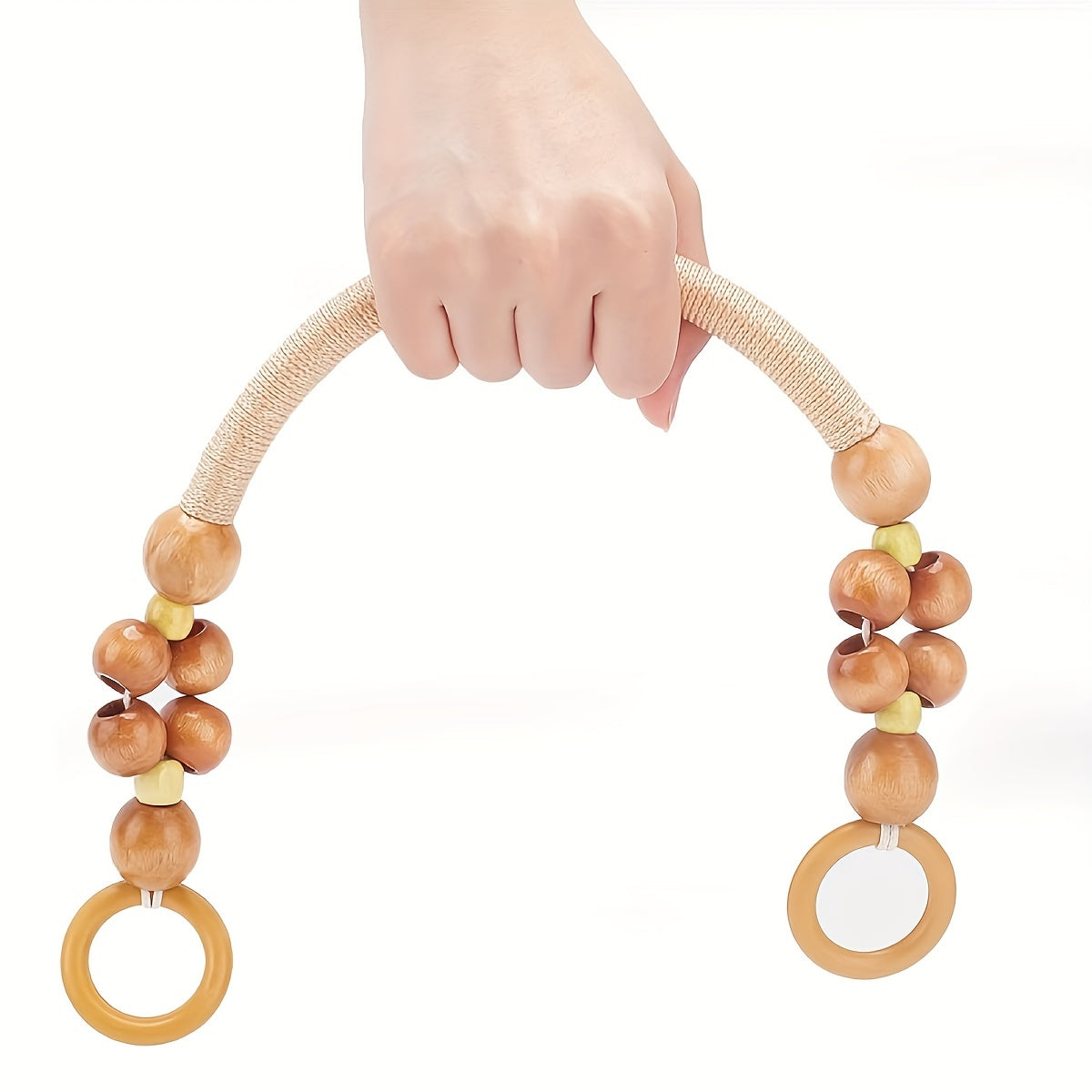 Vintage Woven Wood Beads DIY Bag Handle Ethnic Style Purses Accessories