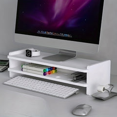Wooden Computer Stand with Storage Box for Home and Office