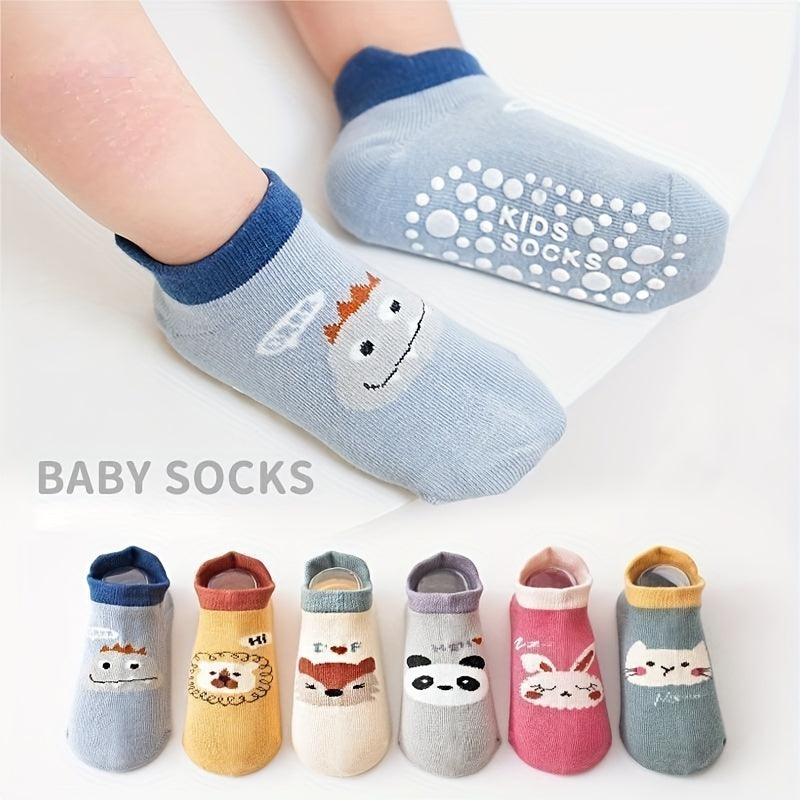6 Pairs Baby Boys Cartoon Floor Socks Non-slip Boat Socks