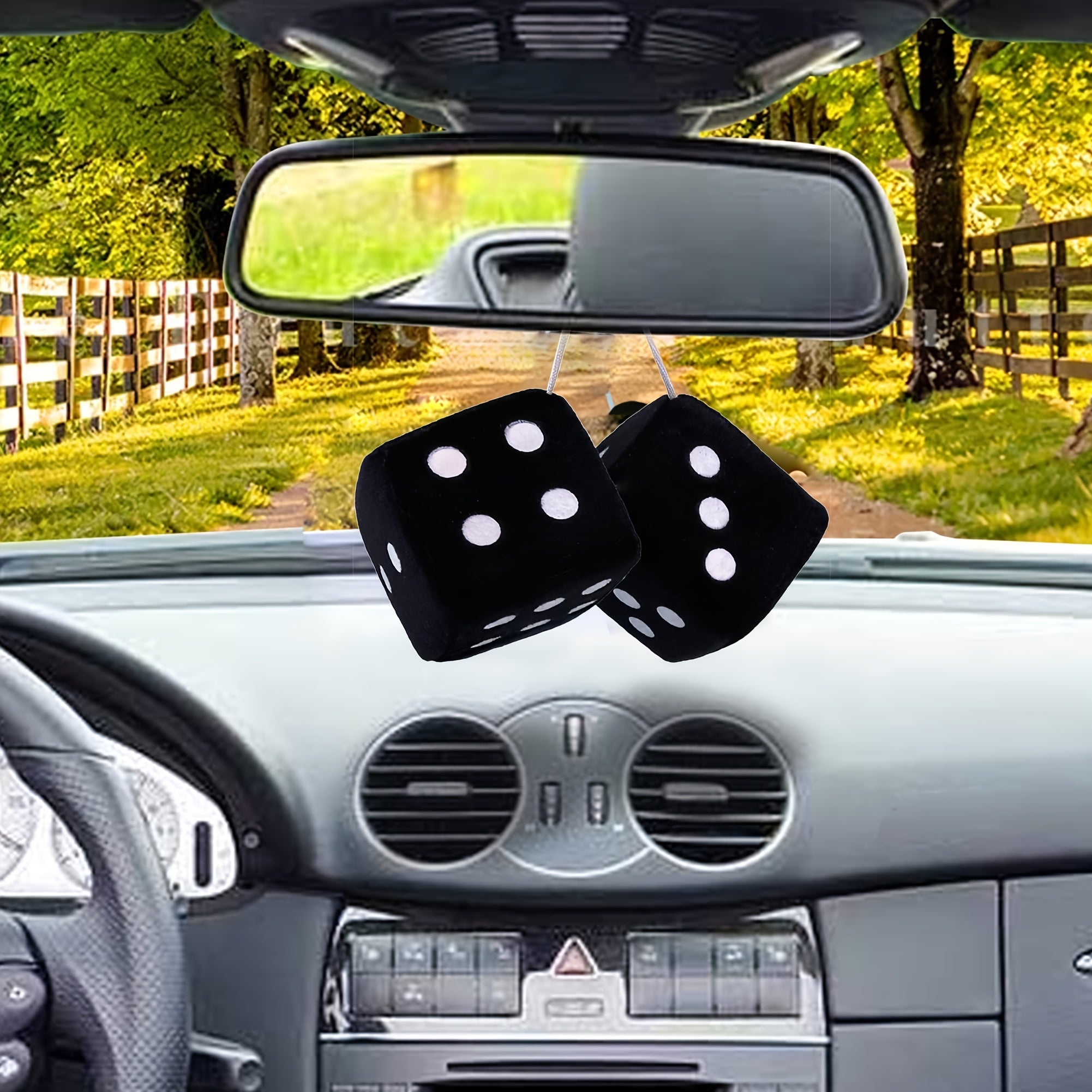 2pcs Plush Dice Toy Suction Cup Pendant Car Window Decoration