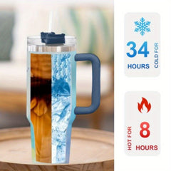 Custom Engraved 40oz Stainless Steel Tumbler with Lid and Handle