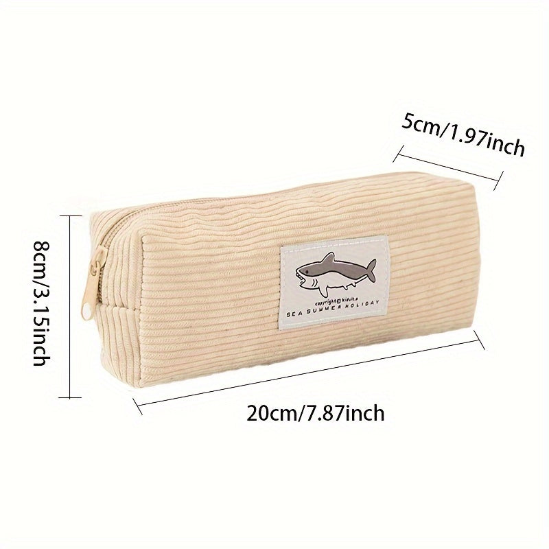 Cartoon Corduroy Pencil Case Organizer