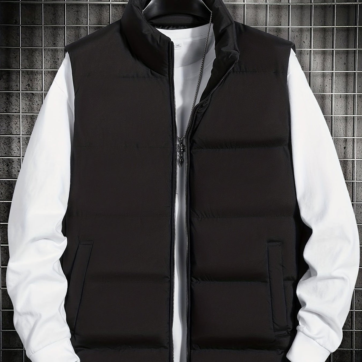 Men's Stand Collar Zip Up Vest for Fall Winter