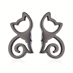 2pcs Men's Kitten Ear Studs Stainless Steel Ear Accessories
