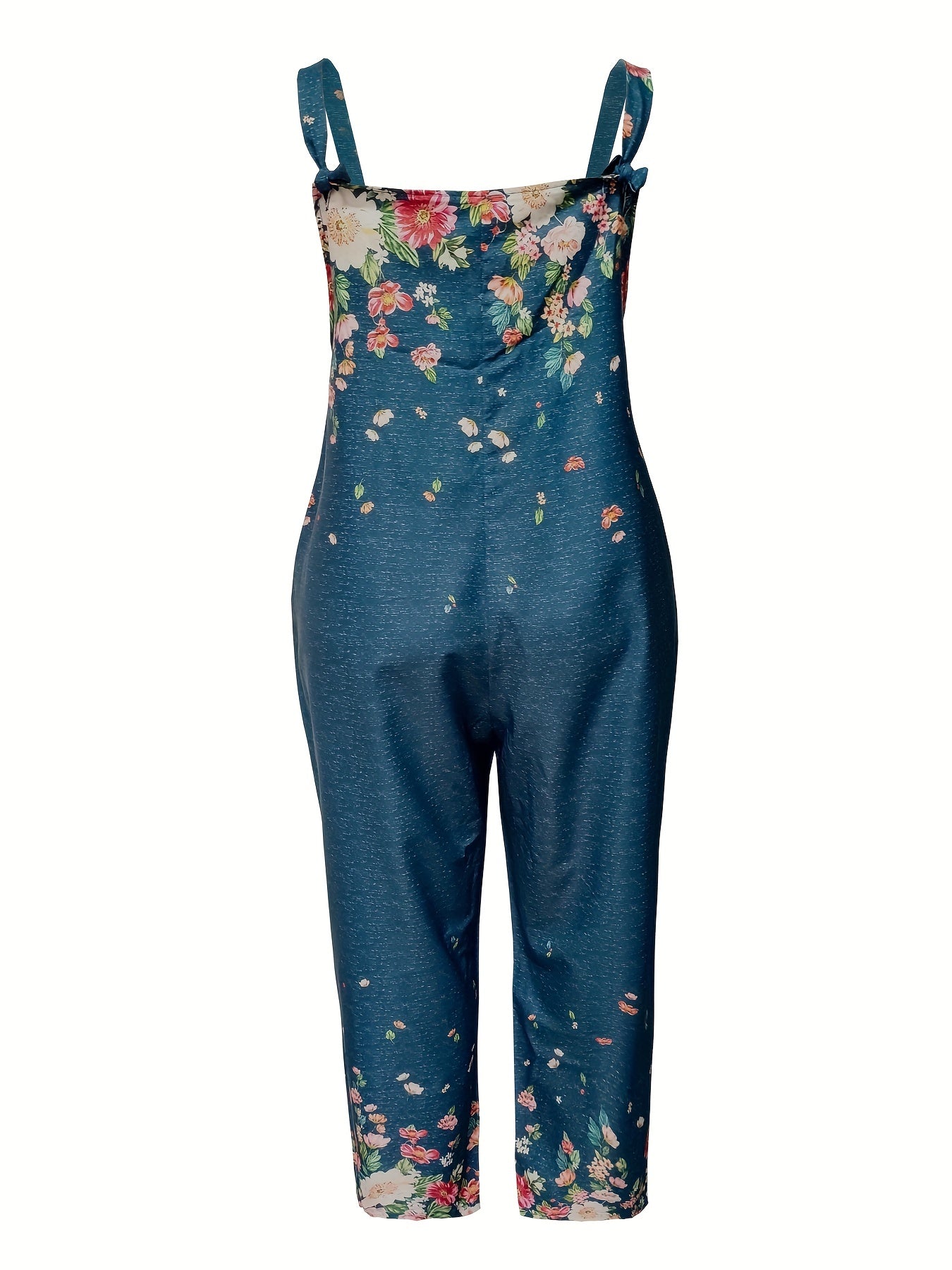  Floral Print Sleeveless Round Neck Jumpsuit
