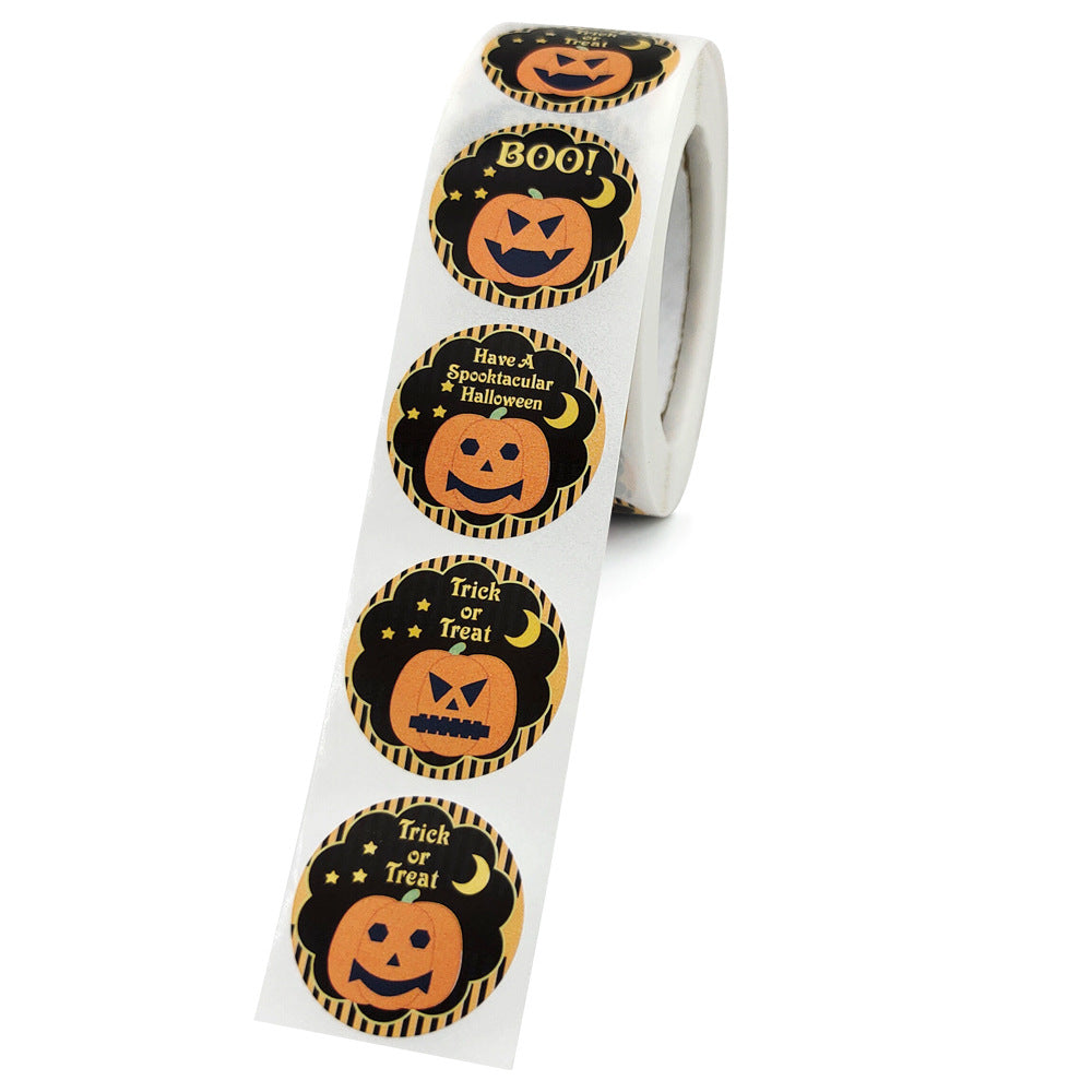 500pcs Halloween Pumpkin Round Stickers for Gift Food Packaging Reward Play Toy