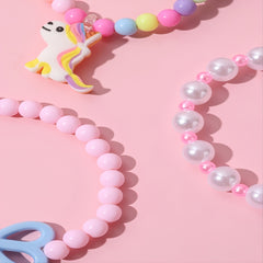 3pcs Unicorn Pendant Beaded Bracelet Set For Kids