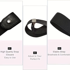 No Buckle Stretch Belt For Women Unisex Elastic Belts Jeans Dresses