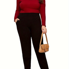Women's Plus Solid High Rise Medium Stretch Straight Leg Trouser