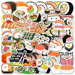 50 Sushi Doodle Stickers for Laptops, Water Bottles & More
