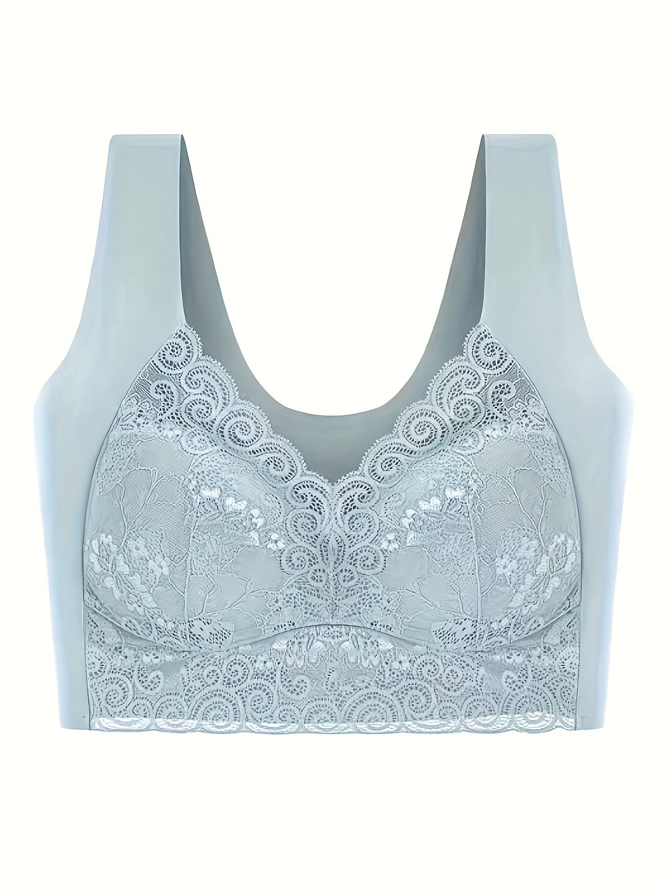 Lace Wireless Bra with Scallop Trim Comfy & Breathable Women's Lingerie
