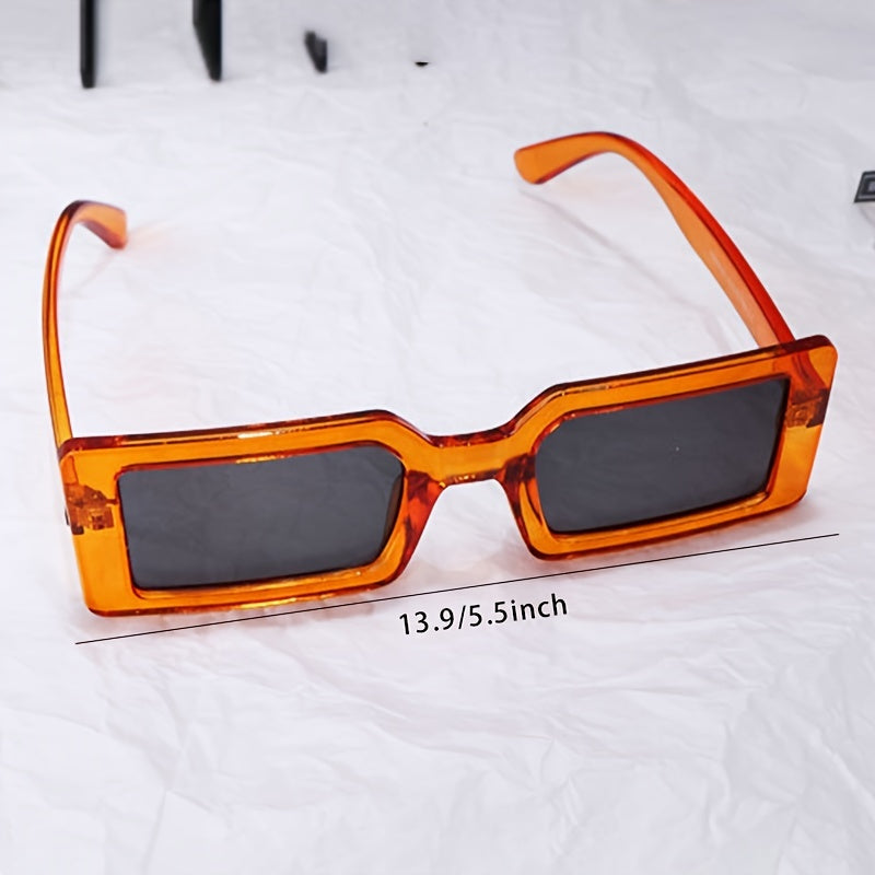 Retro Jelly Square Frame Sun Glasses Stylish Sunshade Male Female Slim