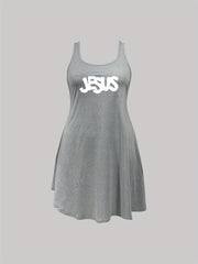  Letter Print Tank Sleep Dress