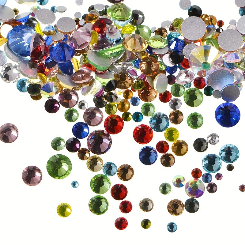 800pcs Round Nail Art Flat Backs Acrylic Rhinestones