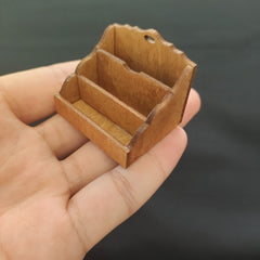 Wooden Bookshelf & Desk Set for Toy House Decor Study Scene Replica