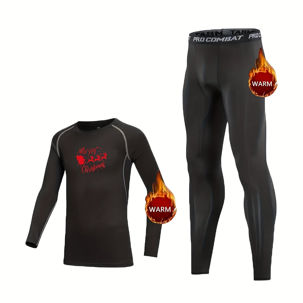 2pcs Kids Fleece Lined Compression Base Set