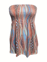 Geometric Print Tube Top Sleeveless Summer Casual