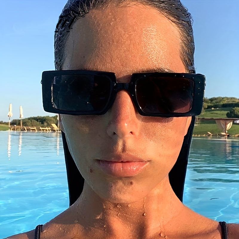 Y2K Vintage Rectangle Sunglasses Chunky Frame 90s Shades