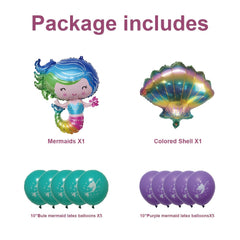 12pcs Ocean Theme Mermaid Balloons Set Party Decoration Birthday Decor