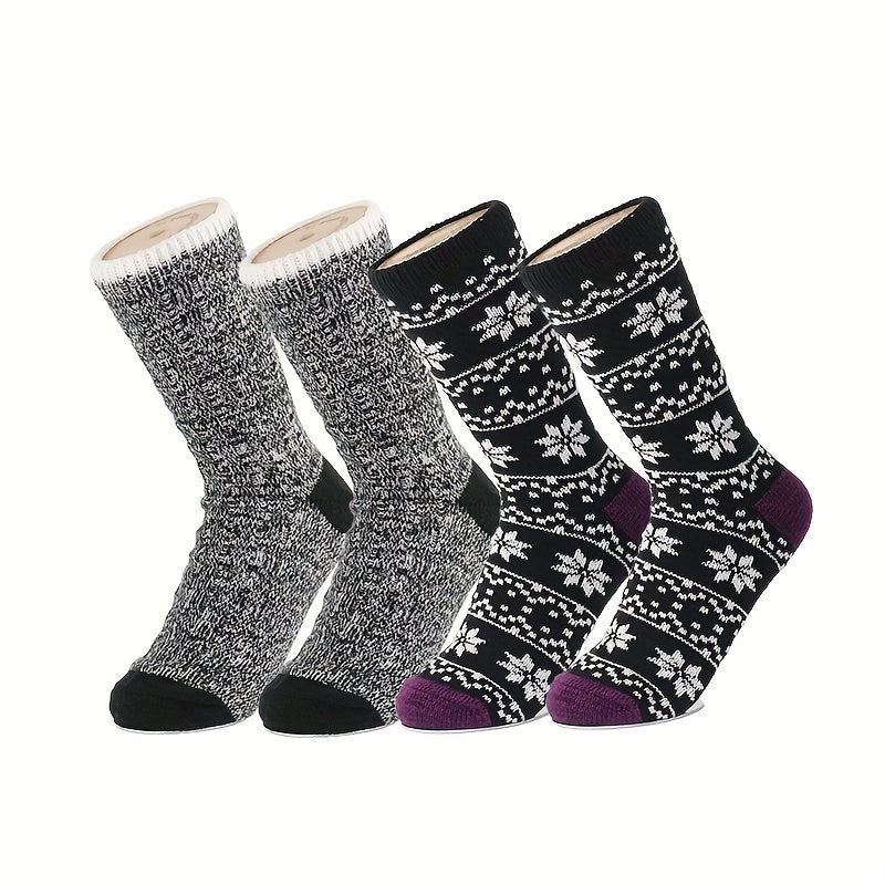 Floral Pattern Socks Warm & Comfy Mid Tube Women's Stockings