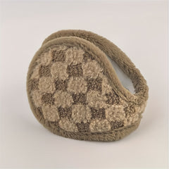 Women's Plush Earmuffs Soft Checkered Pattern Windproof & Warm Fit Cold Weather