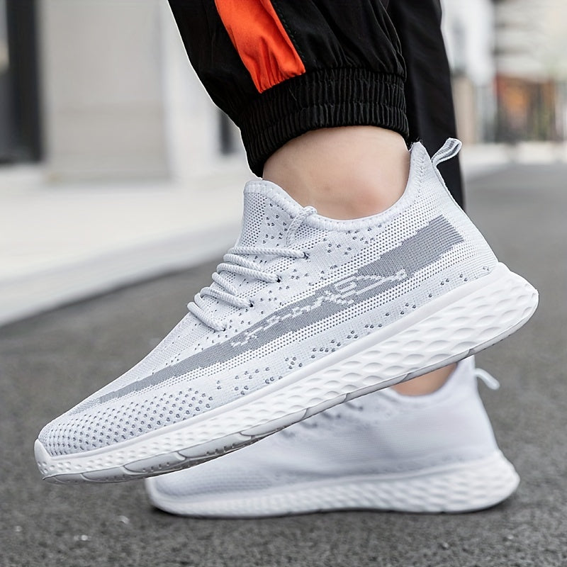  Men's Woven Knit Breathable Sneakers Non Slip Soft Sole Shoes
