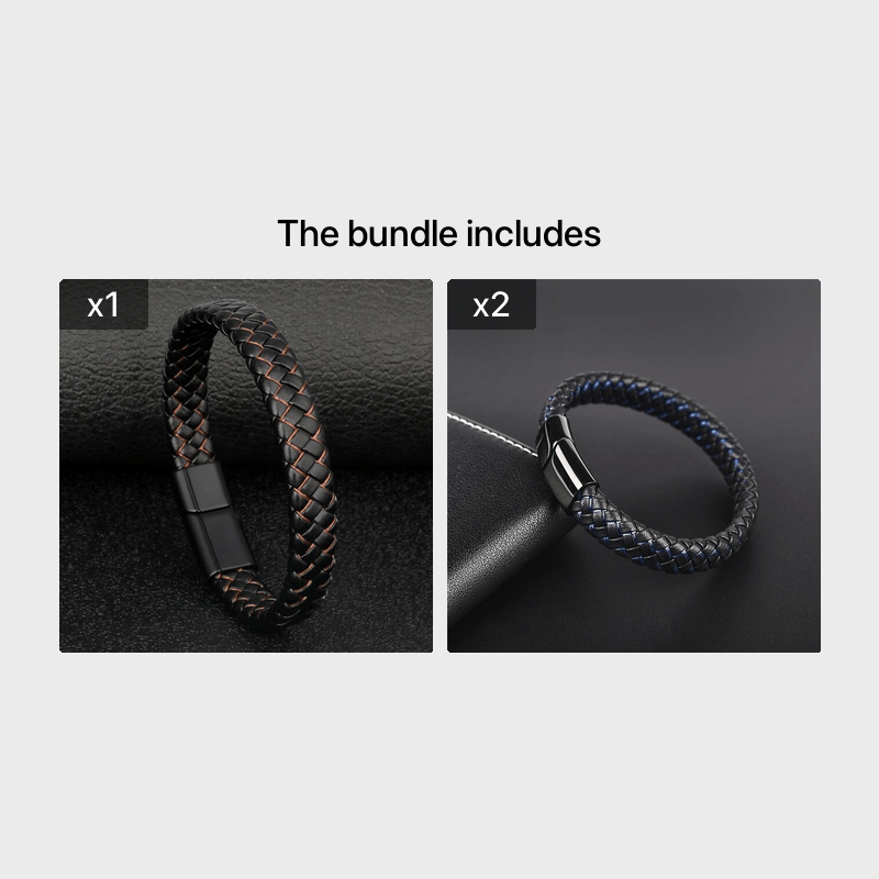 22Cm Punk Braided Leather Bracelet