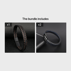 22Cm Punk Braided Leather Bracelet