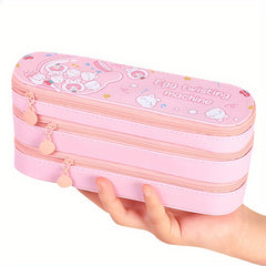 3-Layer Girl Heart Pencil Case Large Capacity Student Stationery