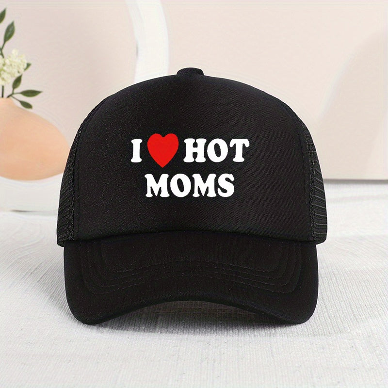 Kids Mesh Baseball Cap I Love My Hot Mom Print