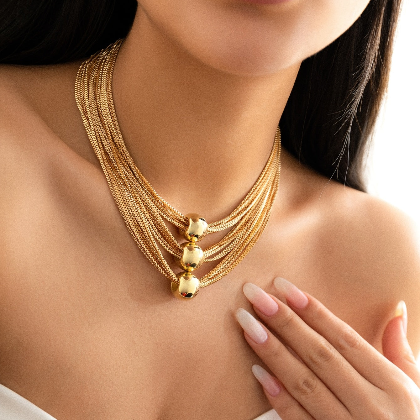 Exaggerated Layer Chain Necklace Stackable Punk Style Neck Jewelry