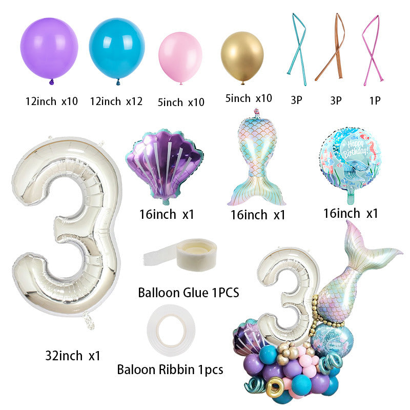 81 28 Cm Mermaid Balloon Set Shell Birthday Party Decoration Balloons