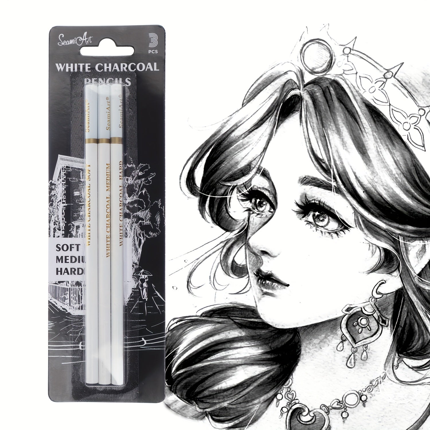 SeamiArt 3Pcs Charcoal Pencil Sketch Art Tools