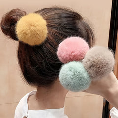 Thick Woven Pom Pom Hair Elastics Ties Rubber Bands