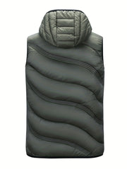 Men's Warm Hooded Vest Zip Up Casual Fall Winter