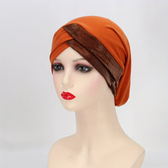 Glitter Forehead Cross Turban Cap Solid Head Wrap Bandana Headwear