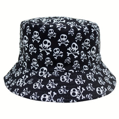 Skull Print Bucket Hat Men's Women's Outdoor Sunshade Basin Hat