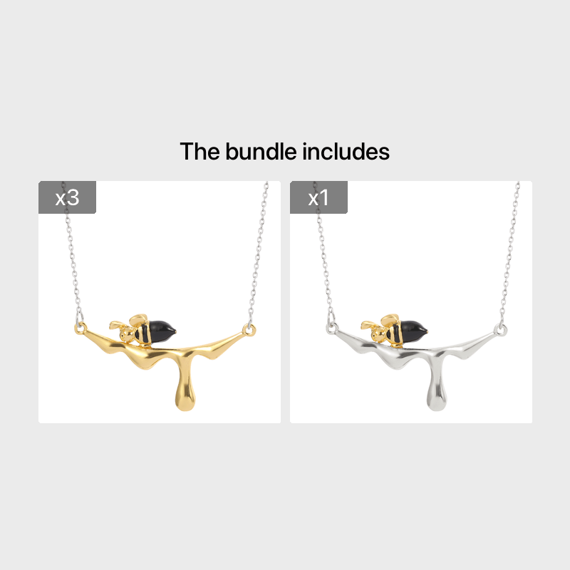 Bee & Water Drop Honey Necklace Men's Pendant