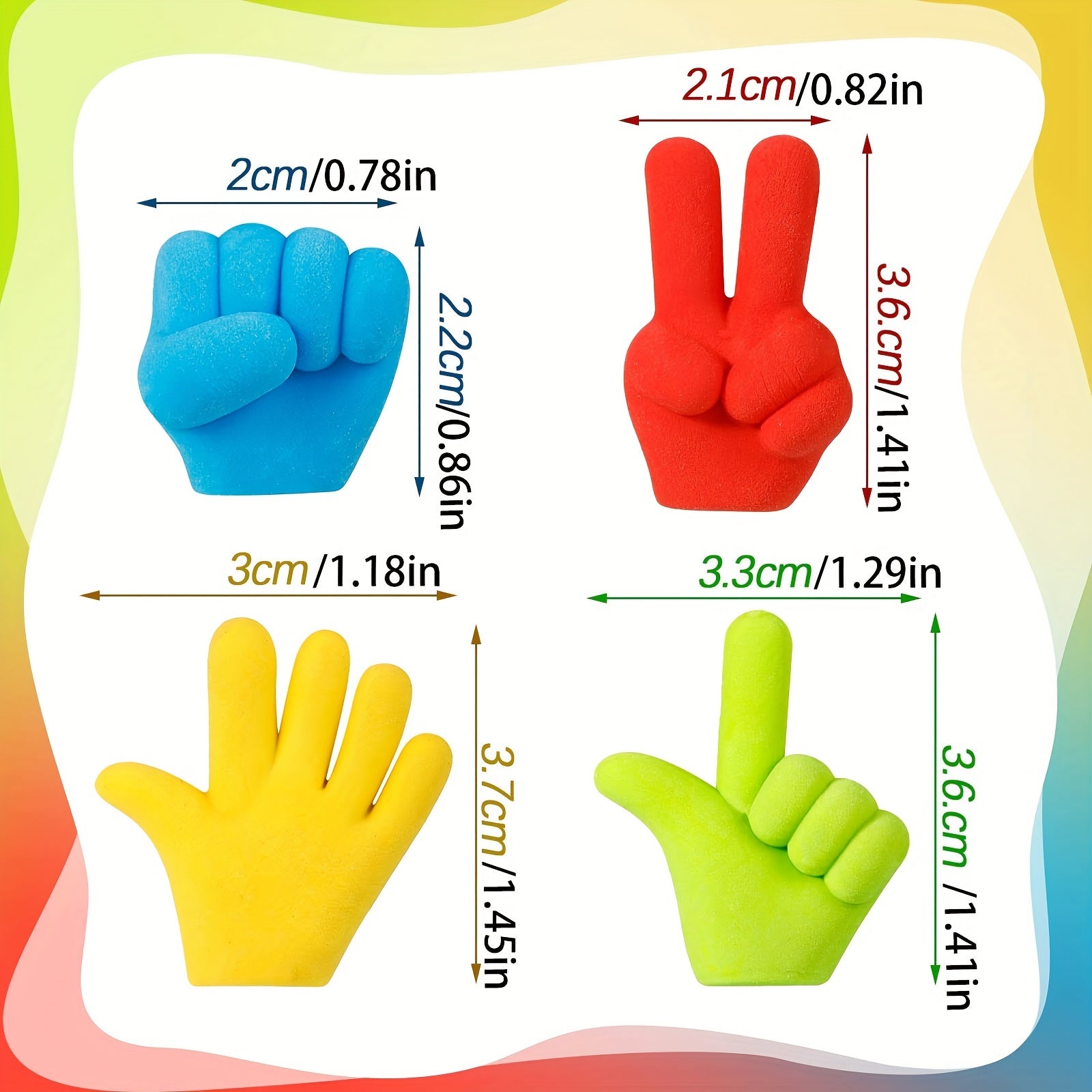 10pcs Funny Pencil Eraser Toppers Rubber Erasers Rock Paper Scissors Pencil Cap 