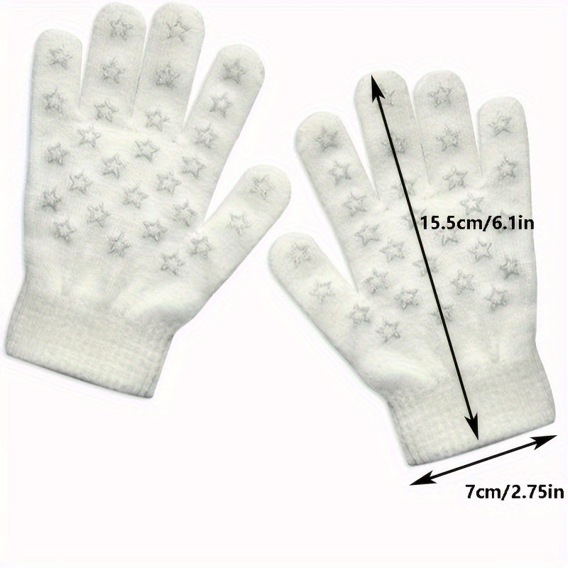 Kids Winter Gloves Knitted Warm Elastic Gloves for 6 8 Year Boys Girls