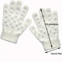Kids Winter Gloves Knitted Warm Elastic Gloves for 6 8 Year Boys Girls