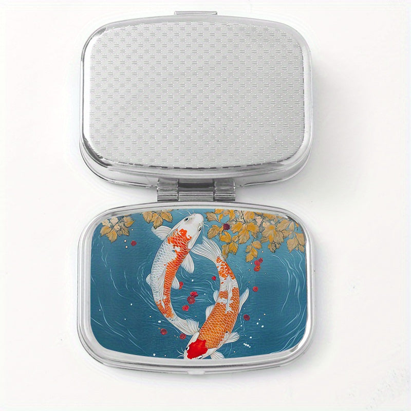 Lake Koi Printed Square Pill Box Mini Portable for Travel Outdoor Sports