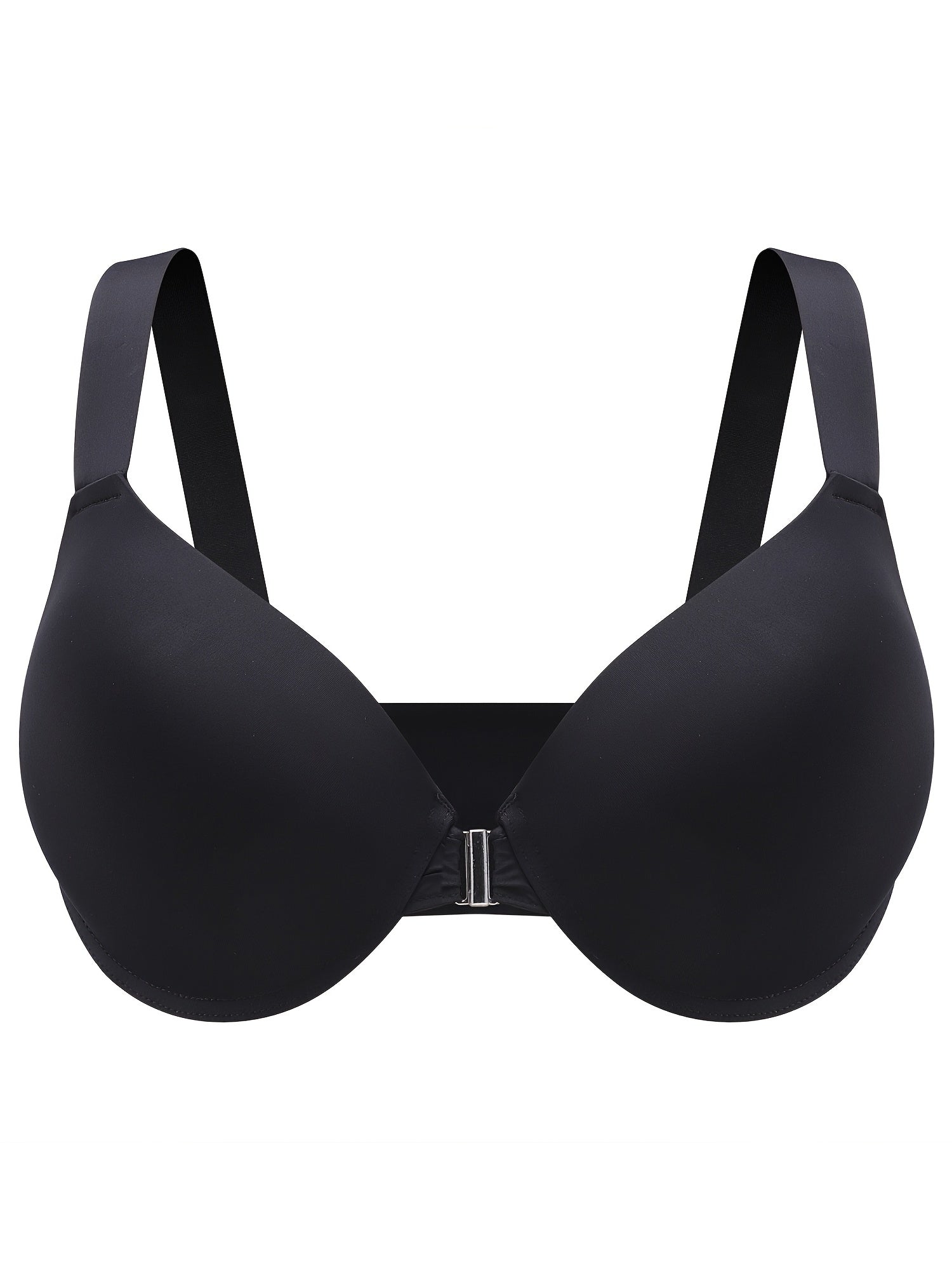 Solid Comfort Bra Plus Size Front Closure Wide Strap Bralette