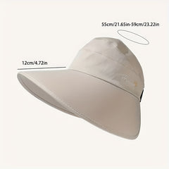 Wide Brim Ponytail Visor Hat UV Protection Windproof Sun Hats Solid Travel Beach