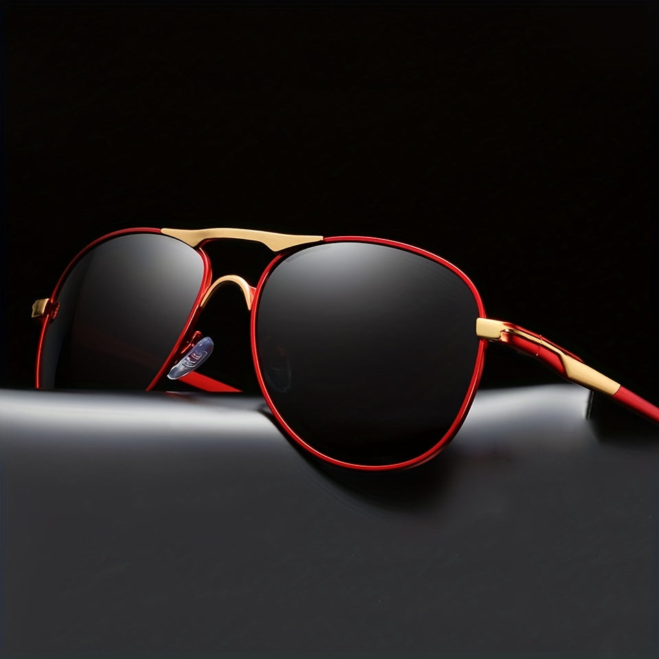Polarized Driving Sunglasses UV400 Top Bar Aviator Outdoor Glasses Case
