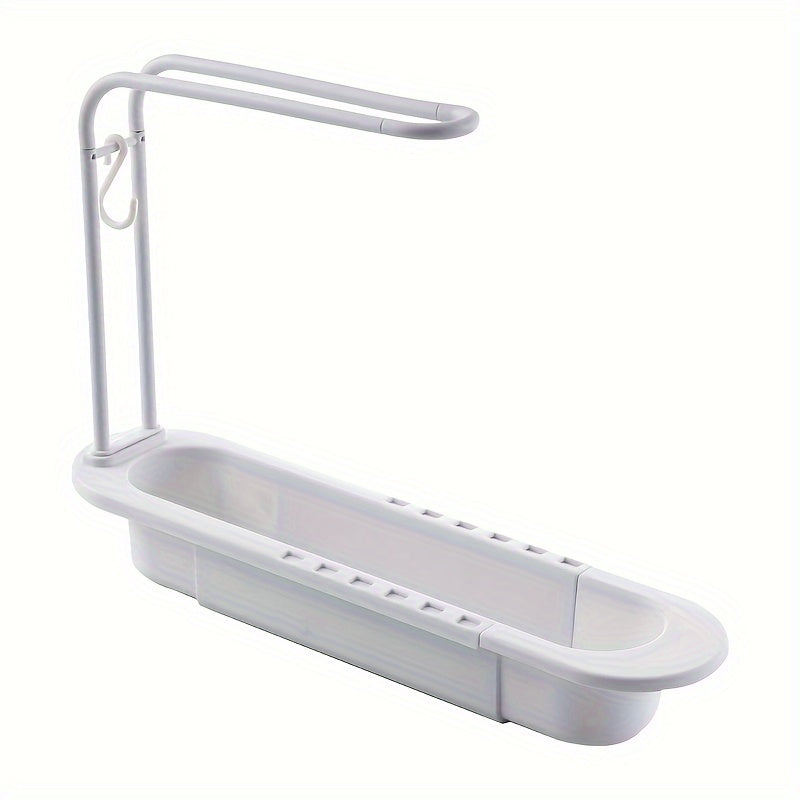 Kitchen Sink with Towel Rod and Telescopic Storage Rack