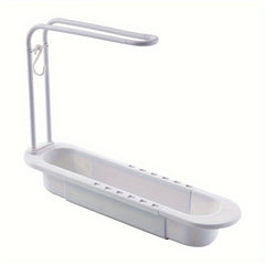 Kitchen Sink with Towel Rod and Telescopic Storage Rack