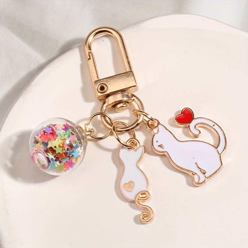 Cartoon Cat Keychain Animal Key Ring Purse Handbag Car Charm Phone Pendant Gift