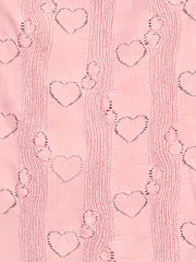  Heart Print Off Shoulder Blouse Ruffle Trim