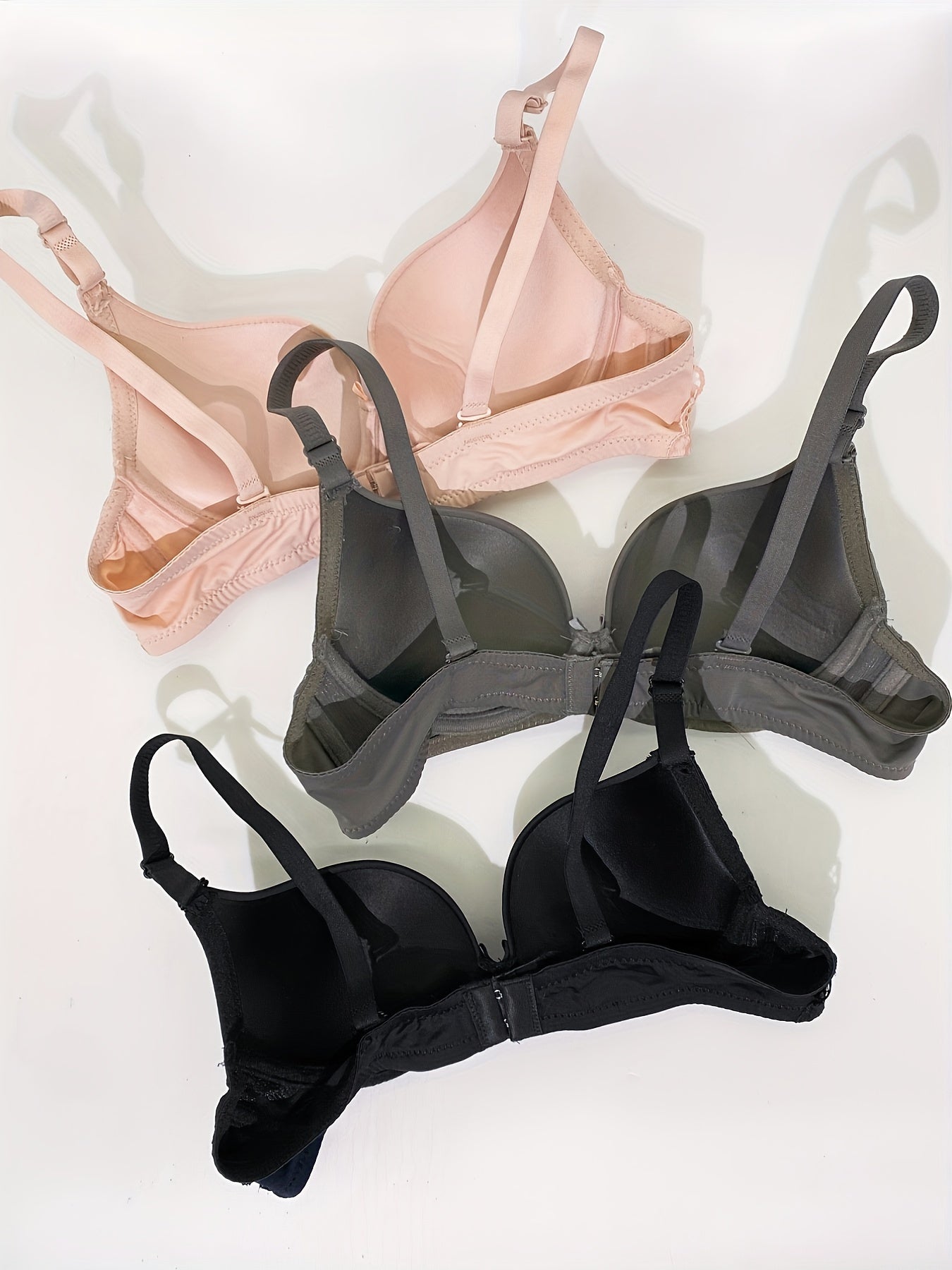 3pcs Push Up Bra Comfy Everyday T Shirt Bra Women's Lingerie